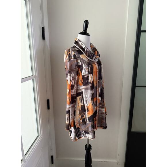 Pure Essence Top Womens M Multicolor Artsy Geometric Long Sleeve Tunic Abstract - Picture 7 of 11